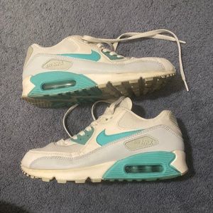 Used air maxes, teal, white, size 7